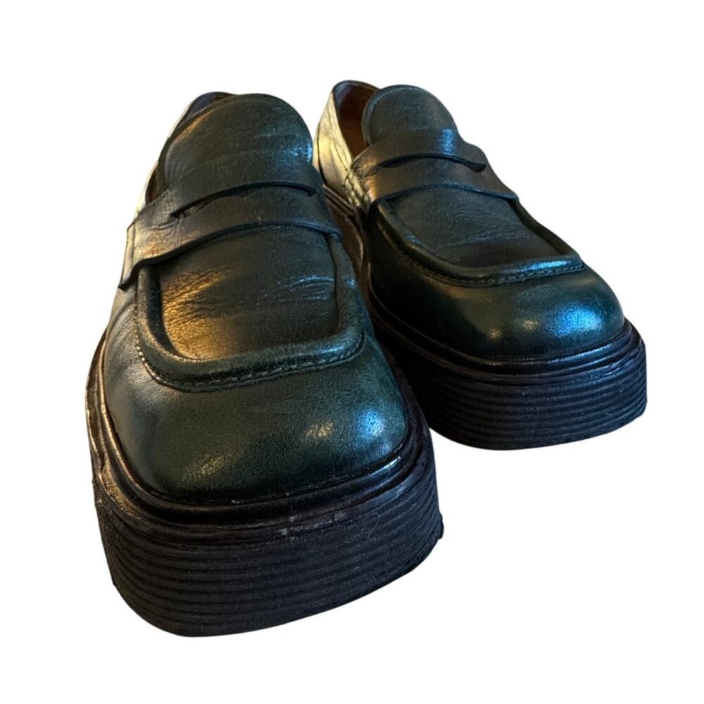 Marni Men's Olive Green Leather Chunky Loafers